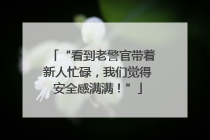 “看到老警官带着新人忙碌，我们觉得安全感满满！”