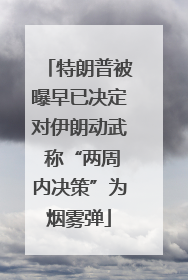 特朗普被曝早已决定对伊朗动武 称“两周内决策”为烟雾弹