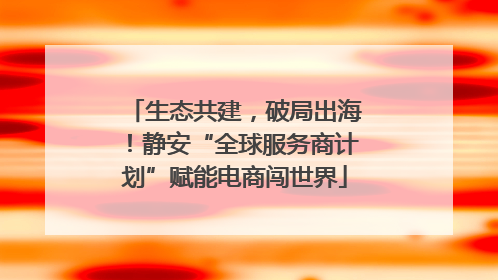 生态共建，破局出海！静安“全球服务商计划”赋能电商闯世界