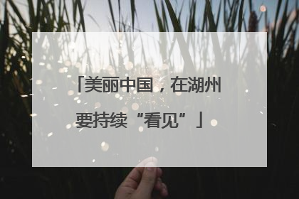 美丽中国，在湖州要持续“看见”