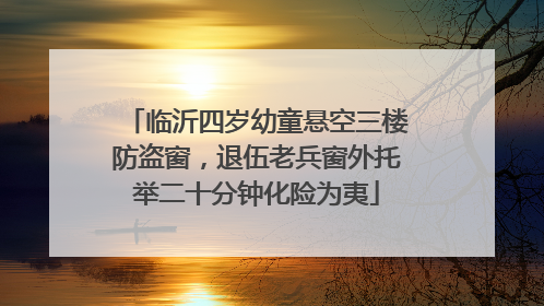 临沂四岁幼童悬空三楼防盗窗，退伍老兵窗外托举二十分钟化险为夷