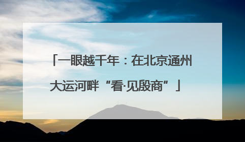 一眼越千年：在北京通州大运河畔“看·见殷商”