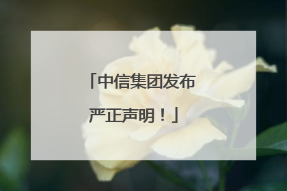 中信集团发布严正声明！