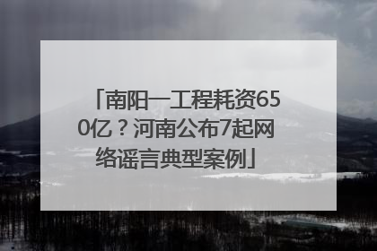 南阳一工程耗资650亿？河南公布7起网络谣言典型案例