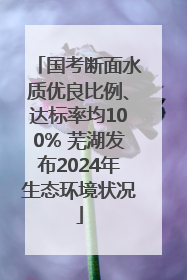 国考断面水质优良比例、达标率均100% 芜湖发布2024年生态环境状况