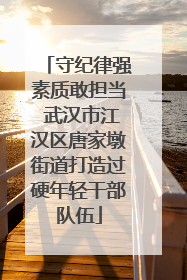 守纪律强素质敢担当 武汉市江汉区唐家墩街道打造过硬年轻干部队伍