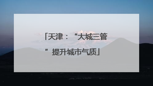 天津：“大城三管”提升城市气质