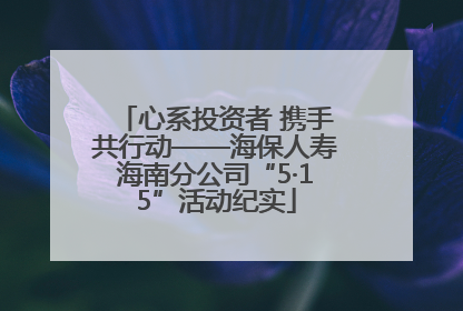 心系投资者 携手共行动——海保人寿海南分公司“5·15”活动纪实