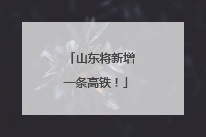 山东将新增一条高铁！