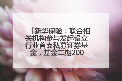 新华保险：联合相关机构参与发起设立行业首支私募证券基金，基金二期200亿元已募集完毕