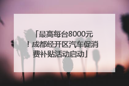 最高每台8000元！成都经开区汽车促消费补贴活动启动