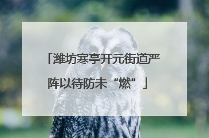 潍坊寒亭开元街道严阵以待防未“燃”
