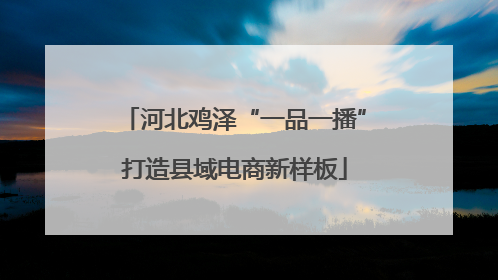 河北鸡泽“一品一播”打造县域电商新样板