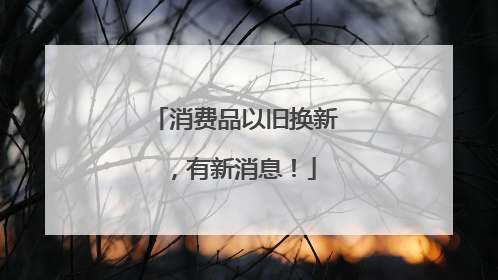 消费品以旧换新，有新消息！