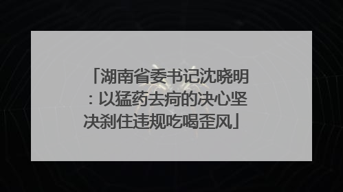 湖南省委书记沈晓明：以猛药去疴的决心坚决刹住违规吃喝歪风