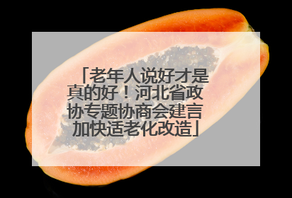 老年人说好才是真的好！河北省政协专题协商会建言加快适老化改造