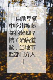自助早餐中吃出被蒸熟的蟑螂？桔子酒店道歉，当地市监部门介入