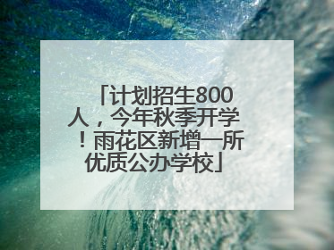 计划招生800人，今年秋季开学！雨花区新增一所优质公办学校