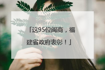 这95位闽商，福建省政府表彰！
