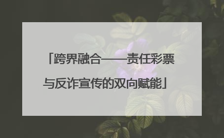 跨界融合——责任彩票与反诈宣传的双向赋能