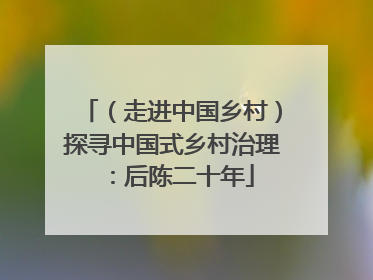 （走进中国乡村）探寻中国式乡村治理：后陈二十年