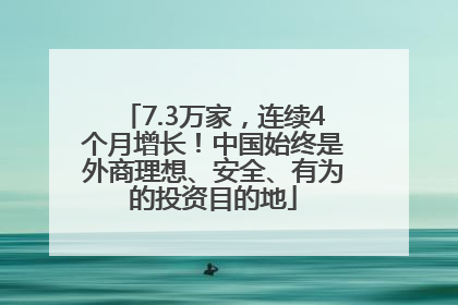 7.3万家，连续4个月增长！中国始终是外商理想、安全、有为的投资目的地